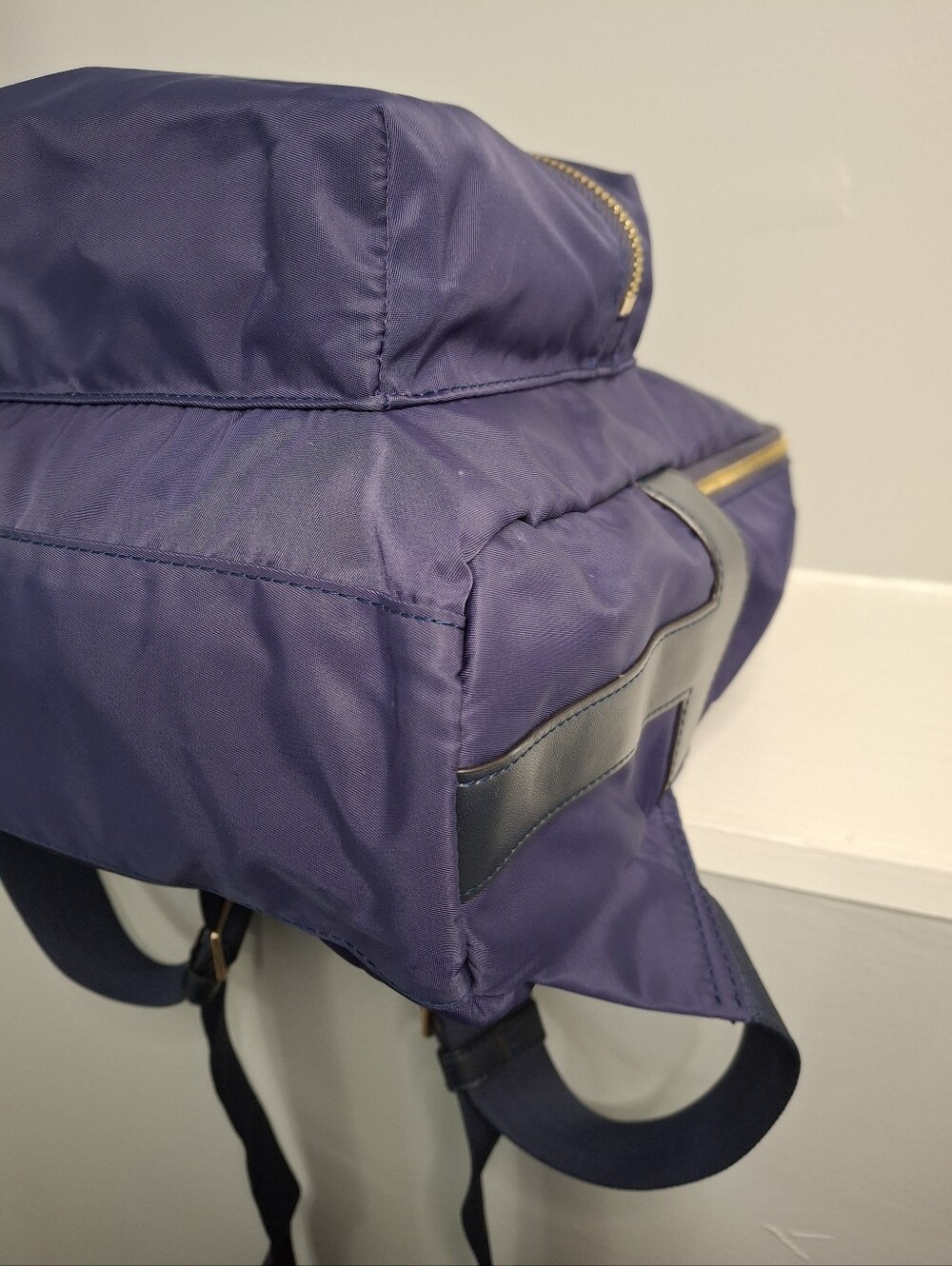 Tory Burch Virginia Navy Nylon Mini Backpack Gold Hardware EUC - Picture 6 of 8